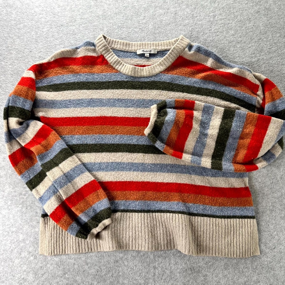 Madewell Sweater Womens Small Multicolor Striped Knitted Long Sleeve Pullover